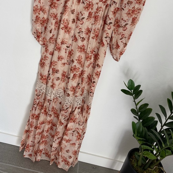 Cami NYC Francie Lace Trimmed Floral Boho 100% Silk Chiffon Maxi Dress Sz Small - Picture 8 of 10
